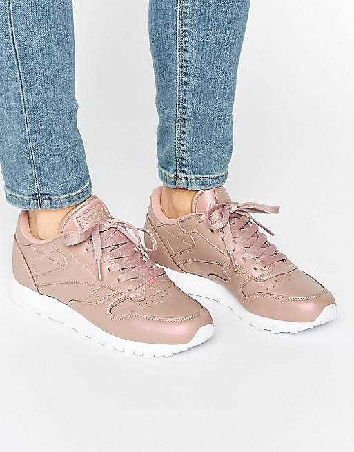 Reebok Classic Leather Sneakers In Rose Gold Pearl