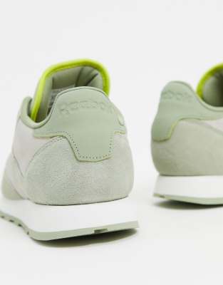 reebok khaki classic leather suede trainers