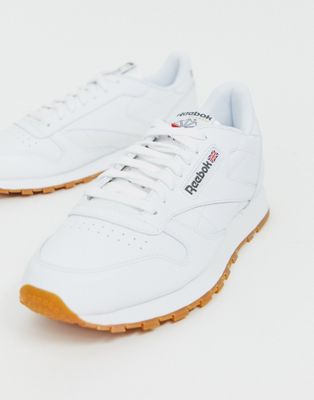 reebok classic leather sneakers in white 49799