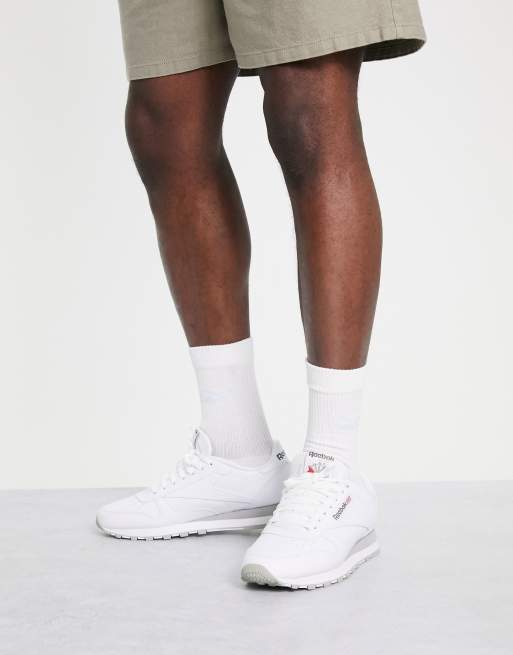 Reebok Classic Leather sneakers in white and gray ASOS