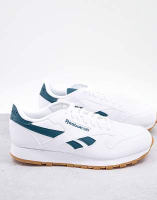 Reebok Classic Leather sneakers in white and green - WHITE