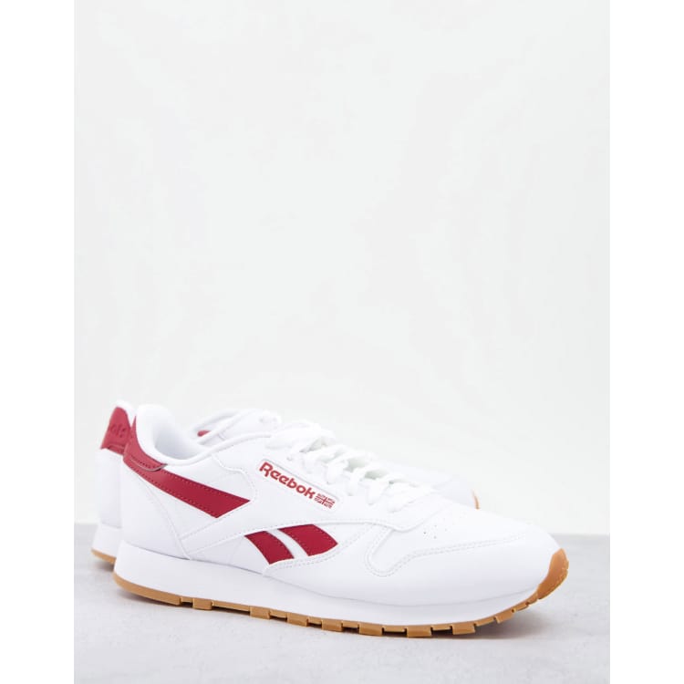 Reebok Classic Leather Trainers In Off White And Burgundy ASOS