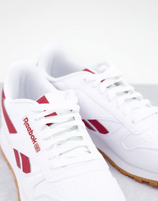 Reebok classic white hot sale and red