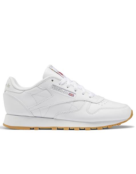 Reebok Classic leather sneakers in white/gray