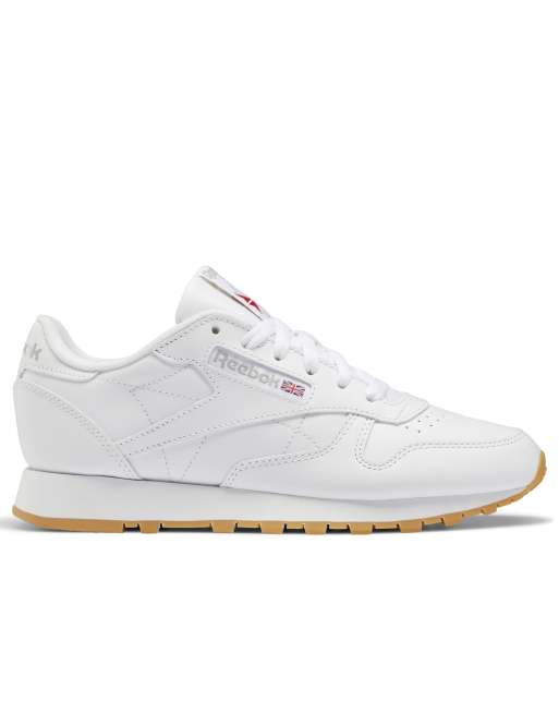 Reebok leather sneakers in white/gray | ASOS