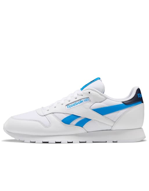 Reebok Classic Leather sneakers in white with blue vector