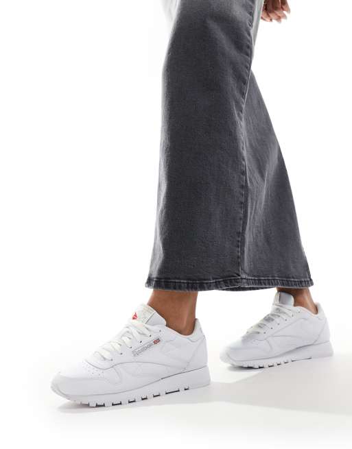 Reebok classic leather white shoes on sale