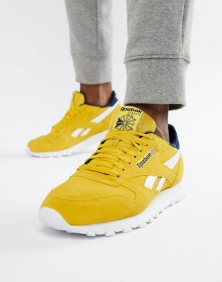 Reebok Classic Leather Sneakers in Yellow Suede | ASOS