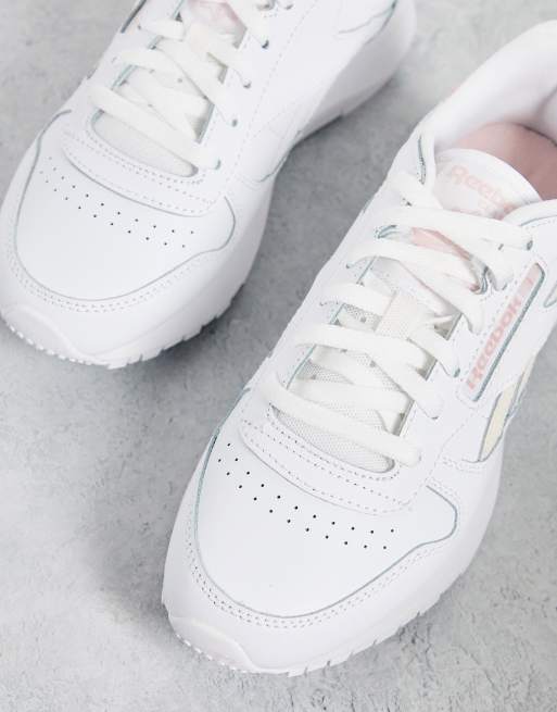 Pink and sales white reebok classics