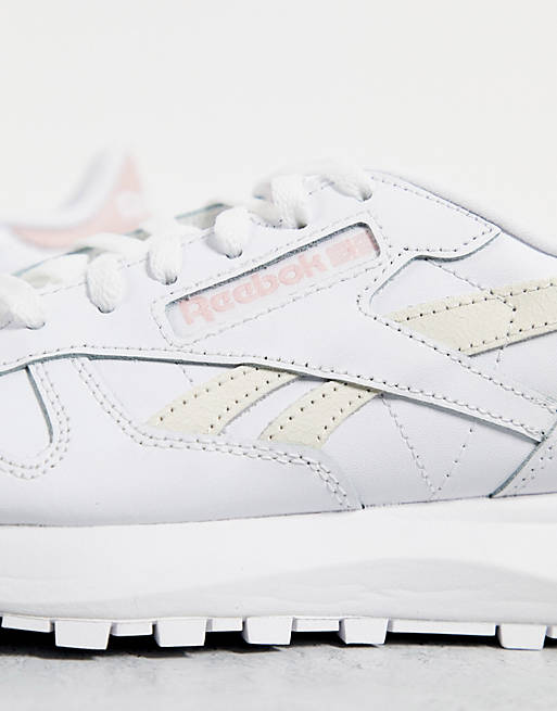 Reebok Leather SP trainers in white and pastel pink