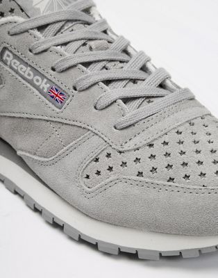 reebok classic leather star gray sneakers