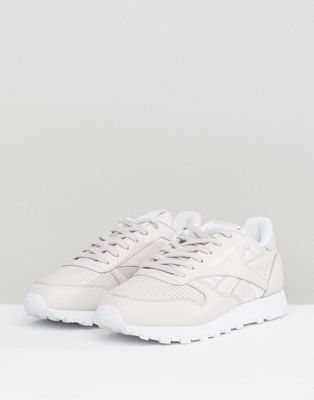 reebok classic leather texture trainers in grey