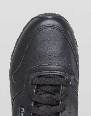reebok black classic leather trainers