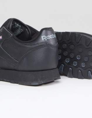 black leather reebok shoes