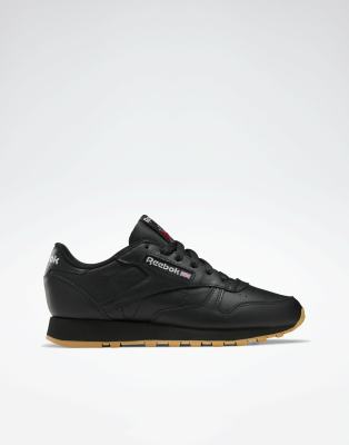 reebok classic black leather trainers womens