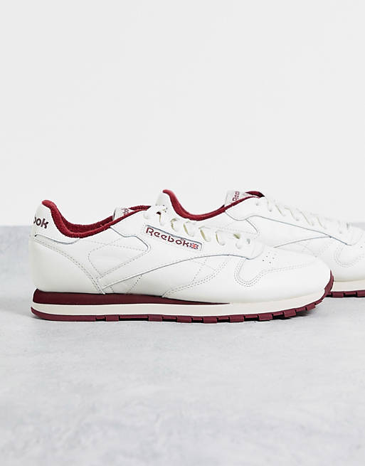 Reebok Classic Leather trainers in chalk and burgundy