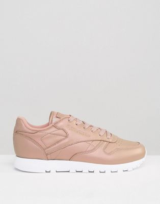 reebok rose gold classic leather pearl trainers