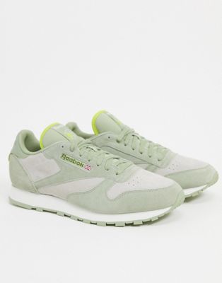 reebok classic leather green suede