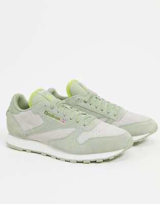 reebok classic green trainers