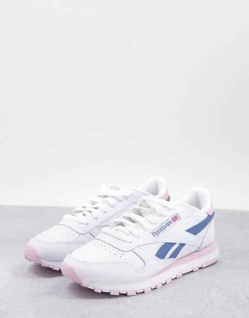 Reebok Classic Leather trainers in white and lilac ASOS