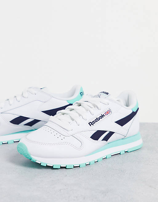 Reebok Classic Leather trainers in white and mint