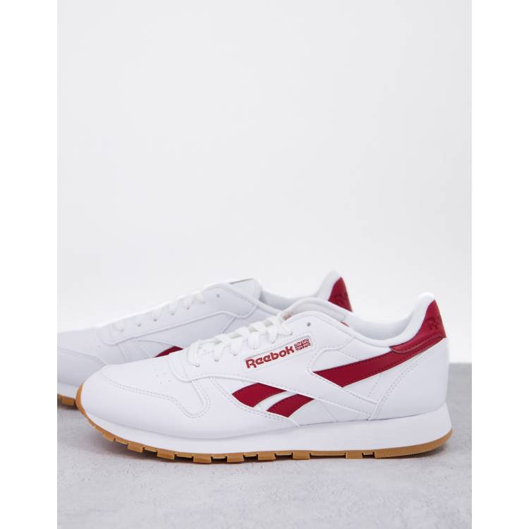 Reebok Classic Leather trainers in white and red WHITE