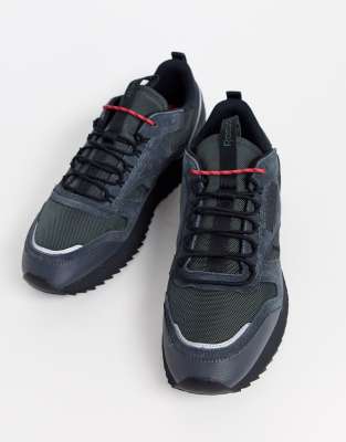 reebok black leather trainers