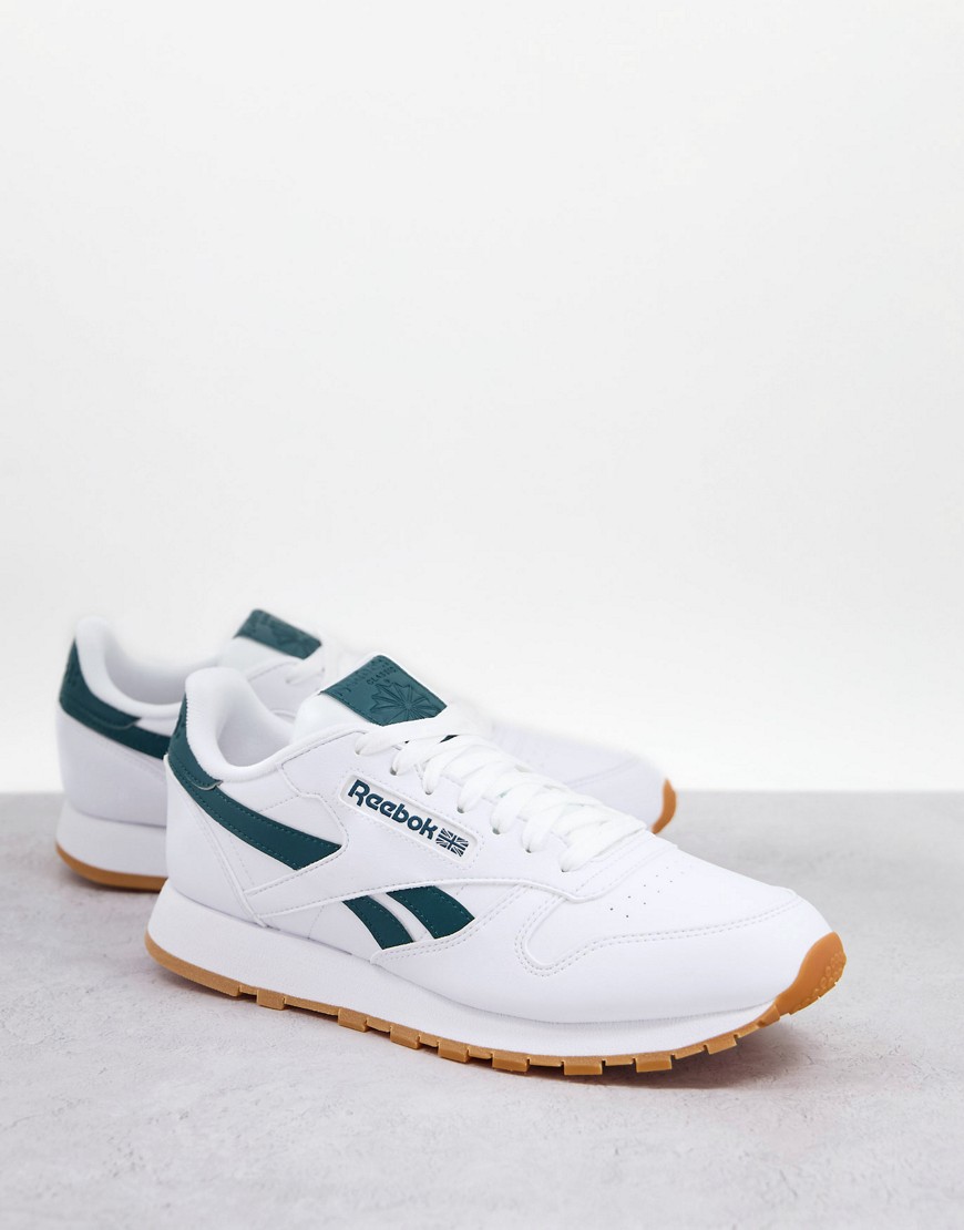 Reebok Classic Leather vegan trainers in white and green