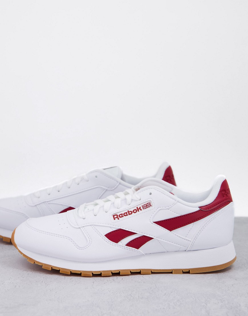Reebok Classic Leather vegan trainers in white and red
