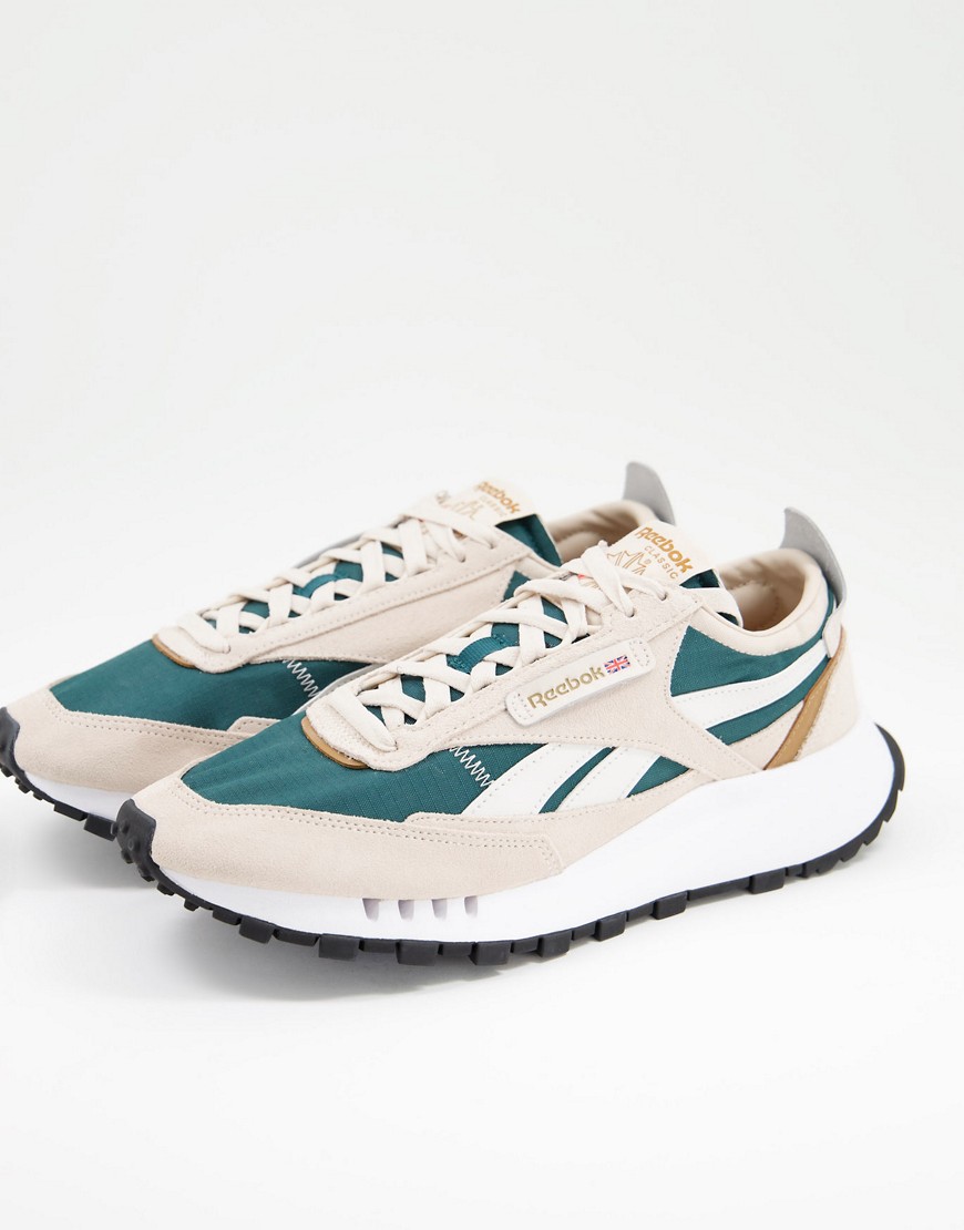 Reebok Classic Legacy trainers in beige and forest green-Neutral