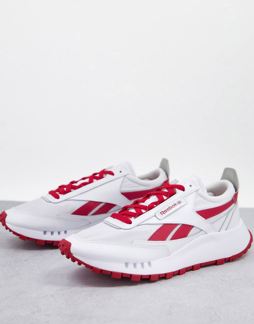 Reebok Classic Legacy trainers in white and red