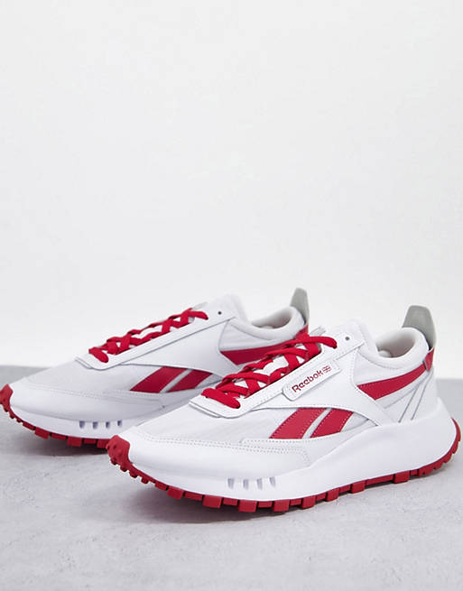 Reebok Classic Legacy trainers in white and red