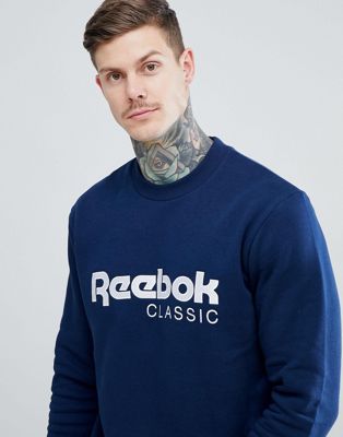 Reebok Classic Logo Sweatshirt In Navy 