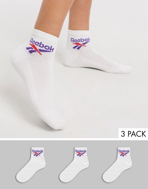 Reebok Classic Lost & Found socks pack of 3 in white
