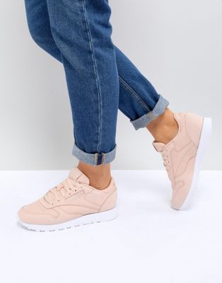 reebok classic pink leather trainers