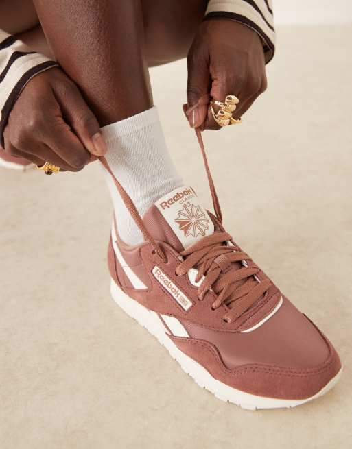 Reebok Classic Nylon sneaker in brown and white detail , 3 of 5