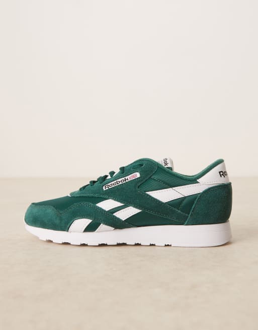 Reebok Classic Nylon sneaker in collegiate green and white detail