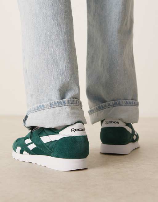 Reebok Classic Nylon sneaker in collegiate green and white  display picture 1