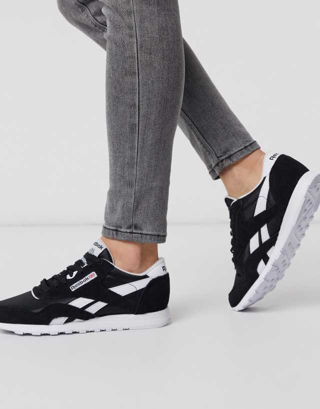 Reebok Classic nylon sneakers in black and white