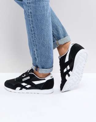 reebok trainers black and white