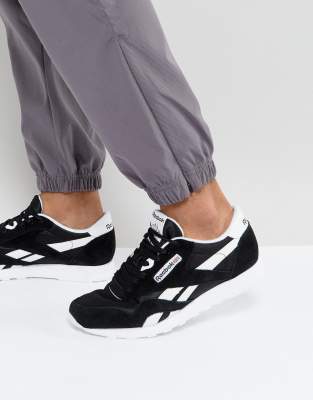 let at håndtere Troende Hæl Reebok Classic Nylon Trainers In Black In Black/black/white | ModeSens