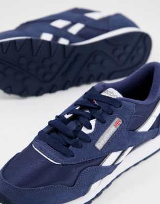 Reebok Classic Nylon sneakers in navy and white