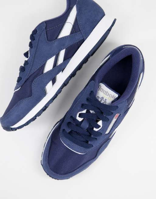 Reebok Classic Nylon sneakers in navy and white