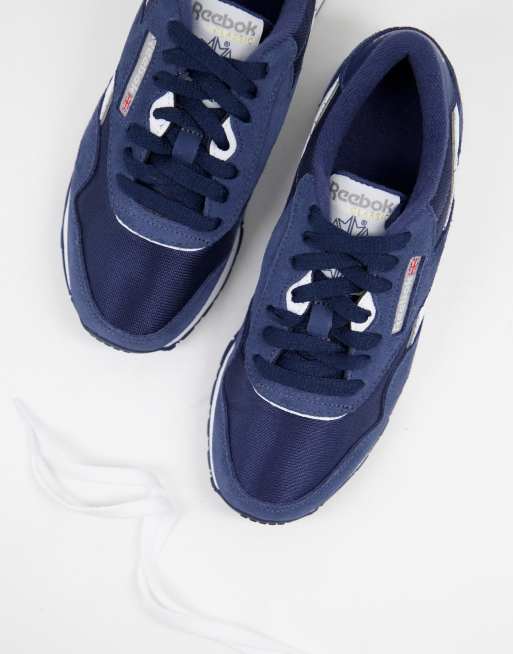 Reebok Classic Nylon sneakers in navy and white ASOS