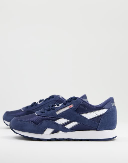 Reebok Classic Nylon sneakers in navy and white