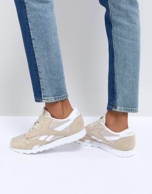 reebok classic nylon sneakers in oatmeal