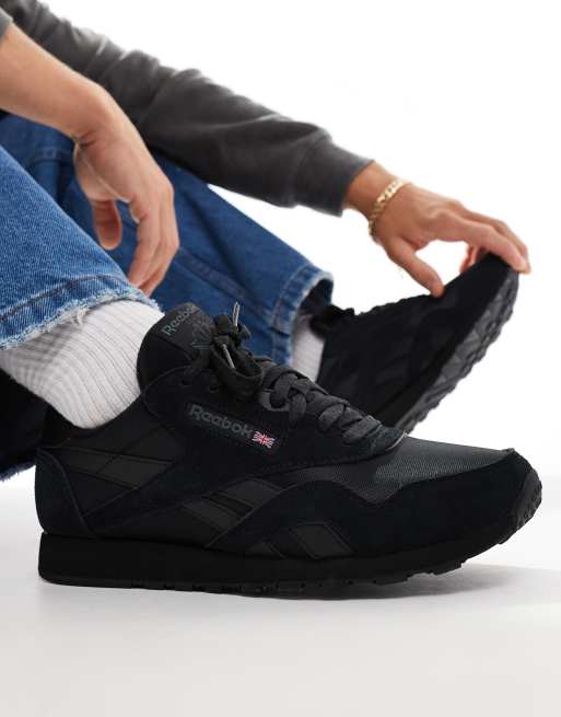 Reebok Classic - Nylon sneakers in zwart 