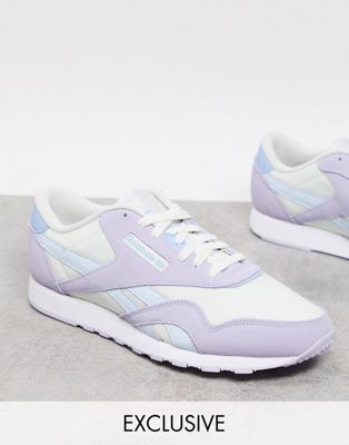 Reebok classic nylon trainers in lilac 