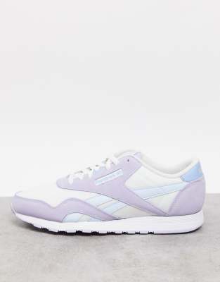 reebok classic nylon x face trainers in lilac grey