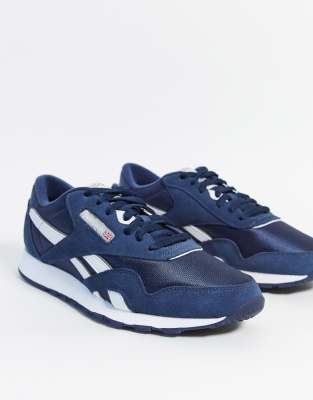 Reebok classic nylon trainers in navy 